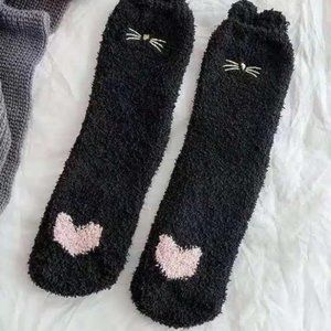 Warm & Fuzzy Cartoon Animal Socks (Black)